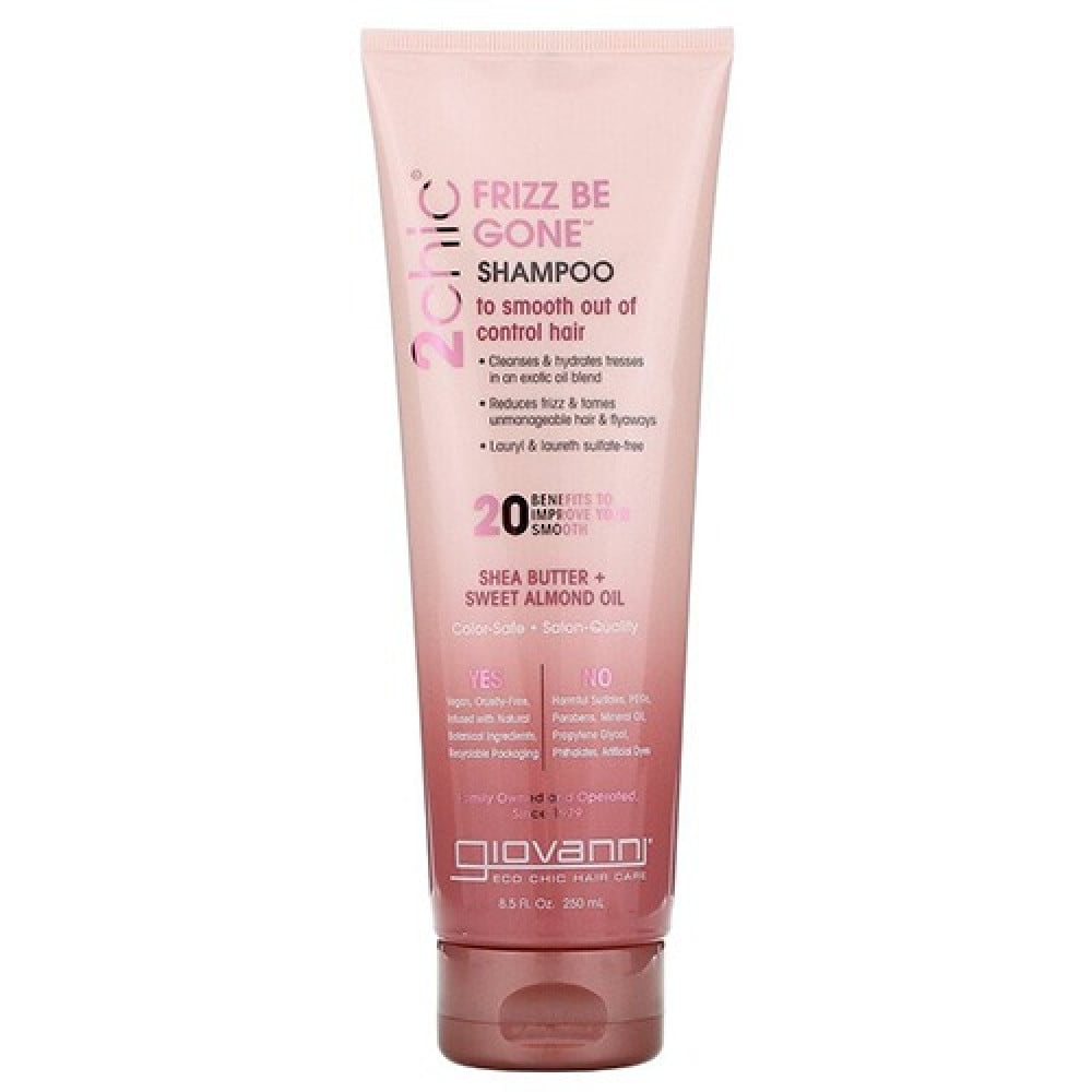 Giovanni، 2chic ، شامبو Frizz Be Gone ، لتنعيم الشعر بعيدًا عن السيطرة ، زبدة الشيا + زيت اللوز الحلو ، 8.5 أونصة سائلة (250 مل)